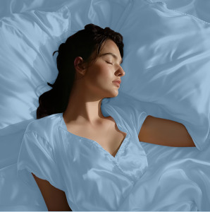 Ensemble de draps en satin bleu acier de luxe avec taies d'oreiller soyeuses, collection de literie élégante et lisse pour la chambre à coucher - Product Image 5