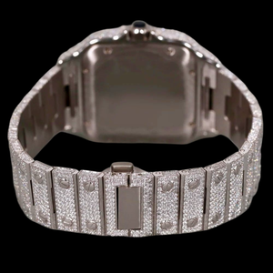 Top High Quality Two Tone Moissanite Quartz Movement <b>Watch</b> Square Glass Dial roman Numerals Pave Setting Brilliant Cut <b>Diamond</b> - Product Image 5