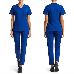 Uniforme Médico Elástico Azul Rey Premium para Mujer, Uniforme Profesional Moderno para el Cuidado de la Salud con Pantalones Jogger Cómodos - Product Image 3