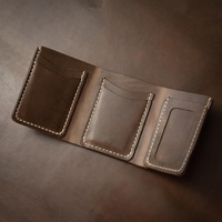 Dompet Kulit Asli Crazy Horse Pria - Vintage Pendek RFID Tutup Terbuka Tahan Lama Mudah Dibawa Logo Branding Kustom