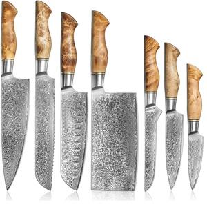 Juego de Cuchillos de Chef LEGACY BLADES Premium, Hechos a Mano, Estilo Japonés, Acero de Damasco, 7 Piezas, Ambidiestros, Profesionales, con Mango de Madera Sostenible - Product Image 1