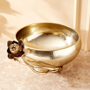 Tazón de Metal de Estilo Novedoso con Base de Ramas Florales, Acabado Dorado Pulido, Vajilla para Bodas y Hogar, Tazones Decorativos para Regalo - Product Image 5