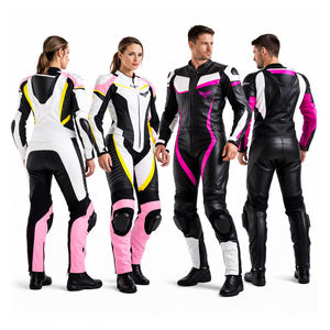 Traje de Motociclismo de Cuero para Carreras, Chaqueta y Pantalones con Protección Completa, Armadura para Rodillas, Equipamiento para Moto - Product Image 1