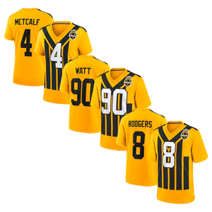 Maillot de football américain personnalisé à séchage rapide pour hommes et enfants, col en V, rayé, uniforme de sport d'entraînement, vente en gros - Product Image 6