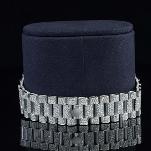 Relojes de Lujo de Acero Inoxidable con Movimiento de Cuarzo Mecánico Totalmente Automático ETA, Esfera Redonda con Incrustaciones de Moissanita Estilo Hip Hop - Product Image 4