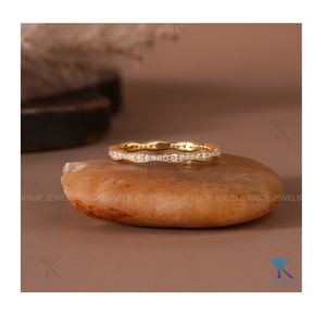 Modern Vintage-Inspired Scalloped Wave Diamond <b>Stacking</b> <b>Ring</b> in Yellow Gold Stackable <b>Ring</b> for Women Elegant Minimalist Jewelry - Product Image 2