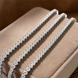 Classic 925 Sterling <b>Silver</b> <b>Bracelet</b> Round Brilliant Cut Diamond Unisex Moissanite Proposal Jewelry - Product Image 1