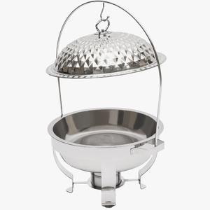 Recipiente redondo de acero inoxidable de 4.76 cuartos de galón para calentar comida tipo buffet con tapa al mejor precio - Product Image 2