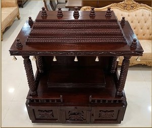 Templo de Madera de Diseño con Campanas Gopuram, Templo de Madera de Nogal con Acabado Brillante y Campanas para el Hogar, Templo de Gran Tamaño con Acabado de Nogal, Reino Unido - Product Image 4