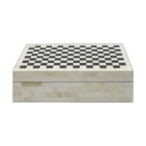 Modern Rectangular Wooden Resin Jewelry Box with Colorful Checkered Lacquer Design for Bedroom Storage - Product Image 6