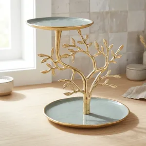 Soporte de Servicio de Dos Niveles con Diseño de Árbol Dorado de Lujo, Bandeja Decorativa para Pasteles, Postres y Aperitivos para el Hogar y Fiestas - Product Image 5