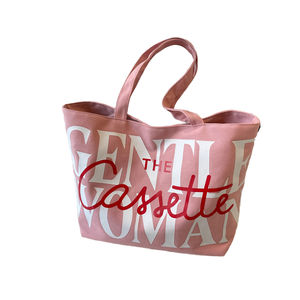 Sacs de courses personnalisés en gros avec logo, écologiques, imprimés, design lettres, sacs fourre-tout en toile avec fermeture éclair et poignée d'épaule - Product Image 2