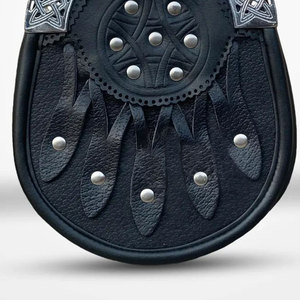 Men's Celtic Black Vegan Leather Kilt Sporran - Highland Dress Sporran with Included <b>Chain</b> <b>Belt</b> Top Sell - Product Image 3