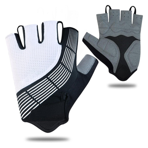 Gants de cyclisme demi-doigts respirants à rayures en polyester et nylon unisexe pour la course toutes saisons - Product Image 2