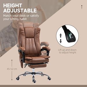 Poltrona da Ufficio Reclinabile Marrone con Altezza Regolabile e Poggiapiedi, Sedia Direzionale con Funzione Massaggio a 6 Punti e Riscaldamento - Product Image 4