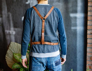 Top Grain Cuir Bleu Toile Tablier Boucher Cuisinier BBQ Cuisson Boiserie AAA-0093 De Noël - Product Image 6