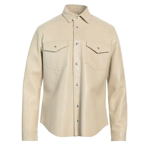 Chemise décontractée en cuir pour homme de haute qualité - Fermeture éclair, col rabattu, respirante, couleurs et tailles personnalisées, prix de gros - Product Image 1