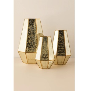 Classy <b>Square</b> <b>Mirrored</b> Mercury Glass Lantern Candle Holder Gold Frame Home Decoration Decorative Lighting Fixture - Product Image 2