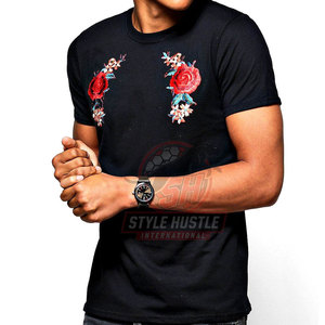 T-shirts brodés de couleur unie de haute qualité, coupe ajustée, avec logo personnalisé - Product Image 6