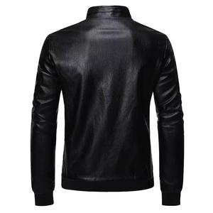 Men's <b>Burgundy</b> PU <b>Leather</b> Moto <b>Jacket</b> Stand Collar Zipper Closure Slim Fit Autumn Wear Regular Sleeve Solid Color - Product Image 5