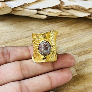New Arrival Agate <b>Ring</b> Boho Floral <b>Statement</b> <b>Ring</b> For Women Brass 18k Gold Plated Jewelry Bohemian Band Wholesale <b>Ring</b> - Product Image 6