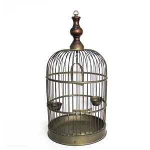 Cage à oiseaux ronde en fil d'acier avec base décorative, suspendable, cage classique pour petits oiseaux, utilisation en intérieur, cage à oiseaux faite à la main - Product Image 3
