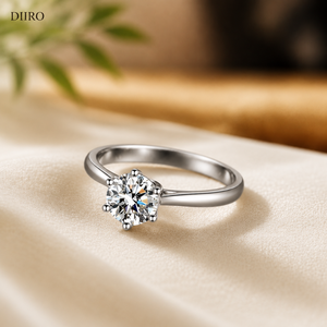 Anillo de Compromiso de Moissanita de Seis Puntas para Mujer, Plata de Ley 925, Anillo de Propuesta con Diamante de Forma Redonda, Anillo de Aniversario - Product Image 2