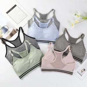 Soutien-gorge de sport sexy rayé pour femme avec bretelles croisées |   Haut de sport doux pour la peau - Product Image 4