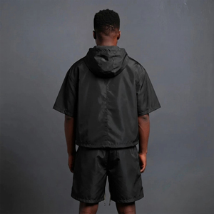 Conjunto cortavientos personalizado de 2 piezas, chaqueta y pantalones cortos, chándal deportivo con forro de malla, 100% nailon, conjunto cortavientos para hombre - Product Image 6