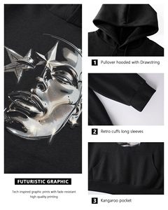 Sudadera con capucha extragrande para hombre, estilo urbano, informal, para gimnasio, de tejido grueso, estilo premium. - Product Image 3