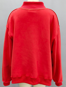 Custom Women Oversized Mock Neck Sweatshirt with Contrast Rib Collar Cuffs and Hem heavyweight fleece mockneck women sweatshirts - Product Image 6