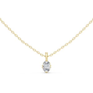 Pendentif ovale en or jaune 14 carats avec diamant de laboratoire pour femme |   Vêtements de mariée |   Nouveau diamant cultivé - Product Image 1
