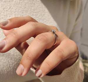 Modern round bezel solitaire <b>diamond</b> <b>ring</b> with sleek minimalist setting luxury bridal engagement anniversary fine jewelry design - Product Image 3
