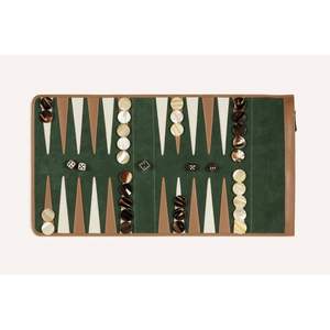 Juego de Backgammon de Viaje de Cuero Genuino Hecho a Mano, Tablero Portátil Enrollable, Tapete de Juego de Microfibra de Diseño - Product Image 3