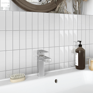 Paquete de 10 Adhesivos de Pared de PVC Blanco Brillante de 10"x10", Azulejos Autoadhesivos 3D para Pared, Azulejos Impermeables para Piso - Product Image 4