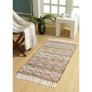 Geometric Jute Flat Weave Area <b>Rug</b> Rectangle Bohemian Style Eco Friendly Hallway Mat Spot Clean - Product Image 3