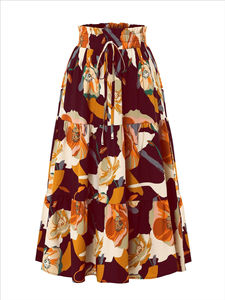 OEM 2026 New Arrival Custom Women Floral Print <b>Elastic</b> Waist Drawstring A-line <b>Skirt</b> Made By TRIOTAKE INDUSTRY - Product Image 3