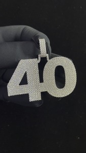 Pendentif Diamant Minimaliste en Promotion avec Chaîne Simple, Pendentif Numéro 40, Micro-Pavé de Cristaux et Strass, Breloque Hiphop Unisexe - Product Image 5