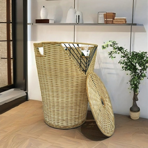 Multipurpose Round Rattan Storage <b>Basket</b> <b>with</b> <b>Lid</b> – Eco-Friendly & Sustainable - Product Image 1