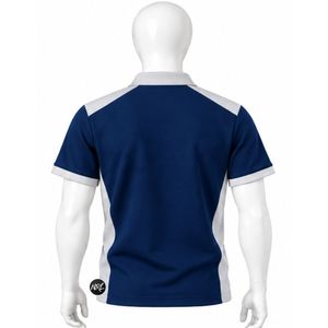 Men's <b>Navy</b> White Color Blocked Short Sleeve <b>Polo</b> <b>Shirt</b> With Zipper Casual Style Knitted Fabric Breathable Design Premium Quality - Product Image 4