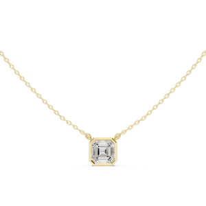 Pendentif solitaire en diamant de laboratoire taille Asscher, or massif 10K 14K 18K, bijoux fins pour femmes, accessoires, cadeau, chaîne incluse - Product Image 1