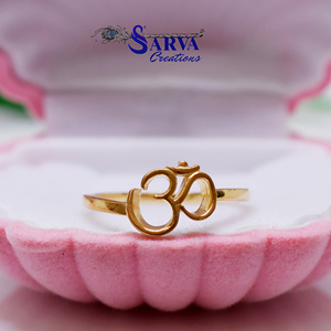 Bague élégante en argent 925 plaqué or avec symbole Om, bijou spirituel hindou religieux minimaliste réglable, cadeau de mode pour femmes et hommes - Product Image 3