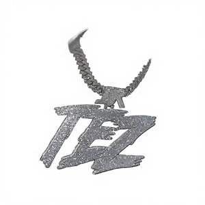Pendentif Lettre Alphabet Hip Hop Personnalisé en Argent Sterling 925, Style Luxe, Moissanite VVS, Sertissage Glacé, Passe le Testeur de Diamant - Product Image 4