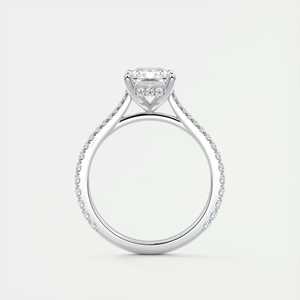 Anillo de compromiso de lujo con halo oculto y diamante de laboratorio de corte radiante de 2.50 quilates en oro blanco de 14k - Product Image 5