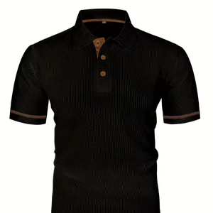เสื้อเชิ้ตแขนสั้นลำลองผู้ชายขายส่ง ปักโลโก้ได้ ลายเรียบ น้ำหนัก 220 กรัม ผ้าถักโพลีเอสเตอร์/คอตตอน ระบายอากาศ แห้งเร็ว - Product Image 1