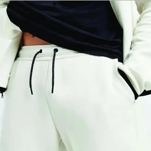 Men's <b>White</b> <b>Tracksuit</b> Full Sleeve Drawstring Side Pockets Casual Regular Fit Solid Color Winter Wear 100% Cotton Fleece Sporty - Product Image 2