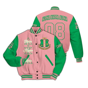 OEM Customized Plus Size Satin Alpha Sorority Varsity Bomber <b>Jacket</b> Women Embroidered Zip Up <b>Long</b> Sleeve Streetwear Custom Logo - Product Image 6
