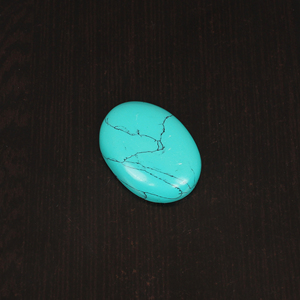 Pierre précieuse synthétique turquoise verte de laboratoire, cabochon 39,0 carats, 31x23 mm, pierre non montée pour la fabrication de bijoux - Product Image 5