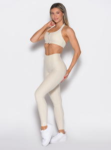 Ensemble de yoga réversible taille haute côtelé pour femme grande taille, avec impression personnalisée sur le devant, 2 pièces, tenue de sport écologique - Product Image 3