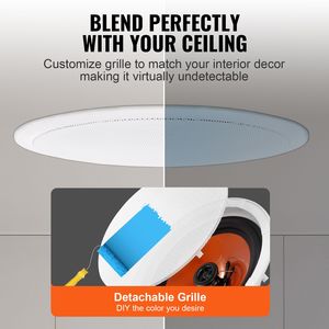 4 enceintes encastrables de 8 pouces, 100 Watts, système de plafond encastré, sensibilité 89 dB, impédance 8 Ohms, pour usage intérieur - Product Image 4